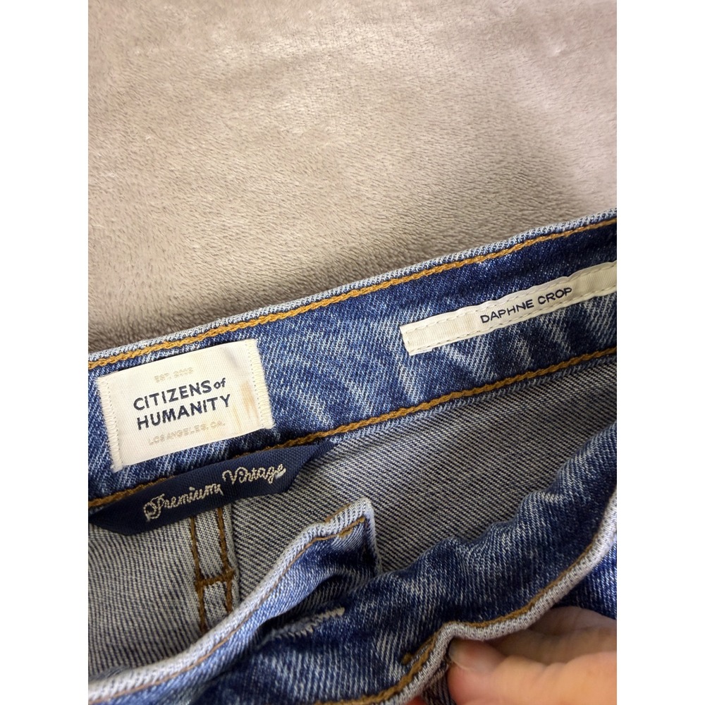 Citizens of Humanity Size 23 Daphne Crop High Rise Straight Leg Jeans Blue Denim - Picture 3 of 11